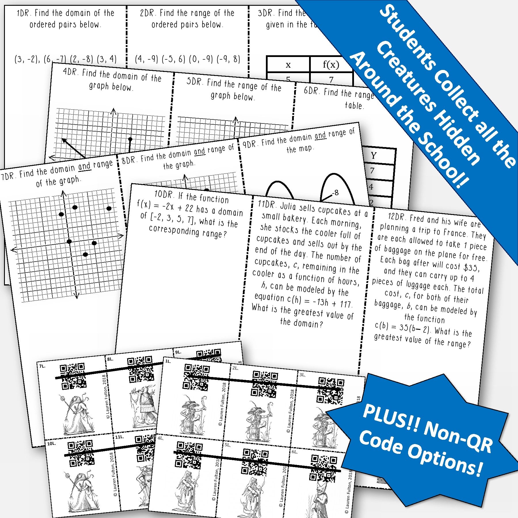 Continouse Map Math Domain and Range of Discrete and Continuous Functions Scavenger Hunt A ...