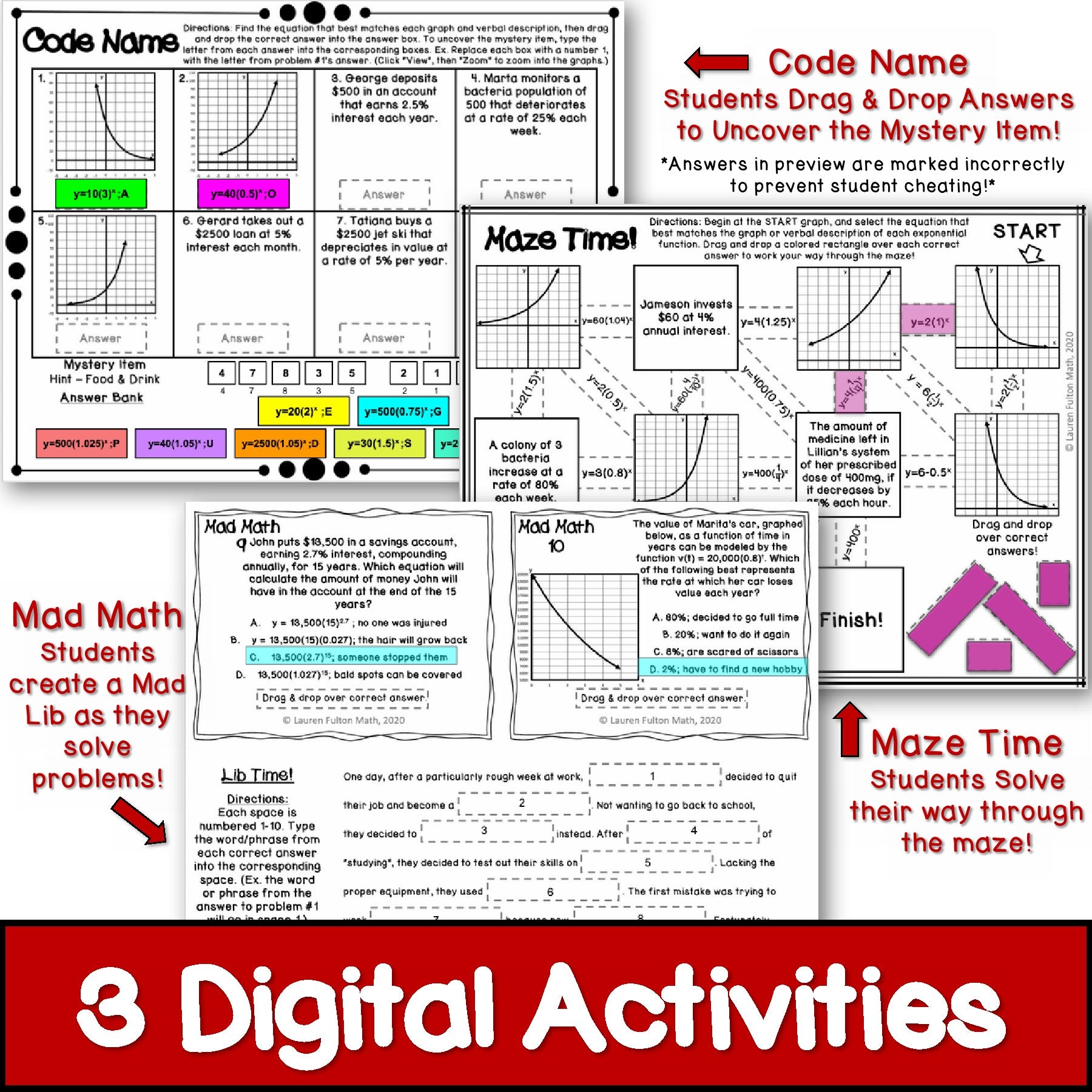 Efitiont Math Work Exponential Graphs and Functions Digital Activity – Lauren Fulton Math