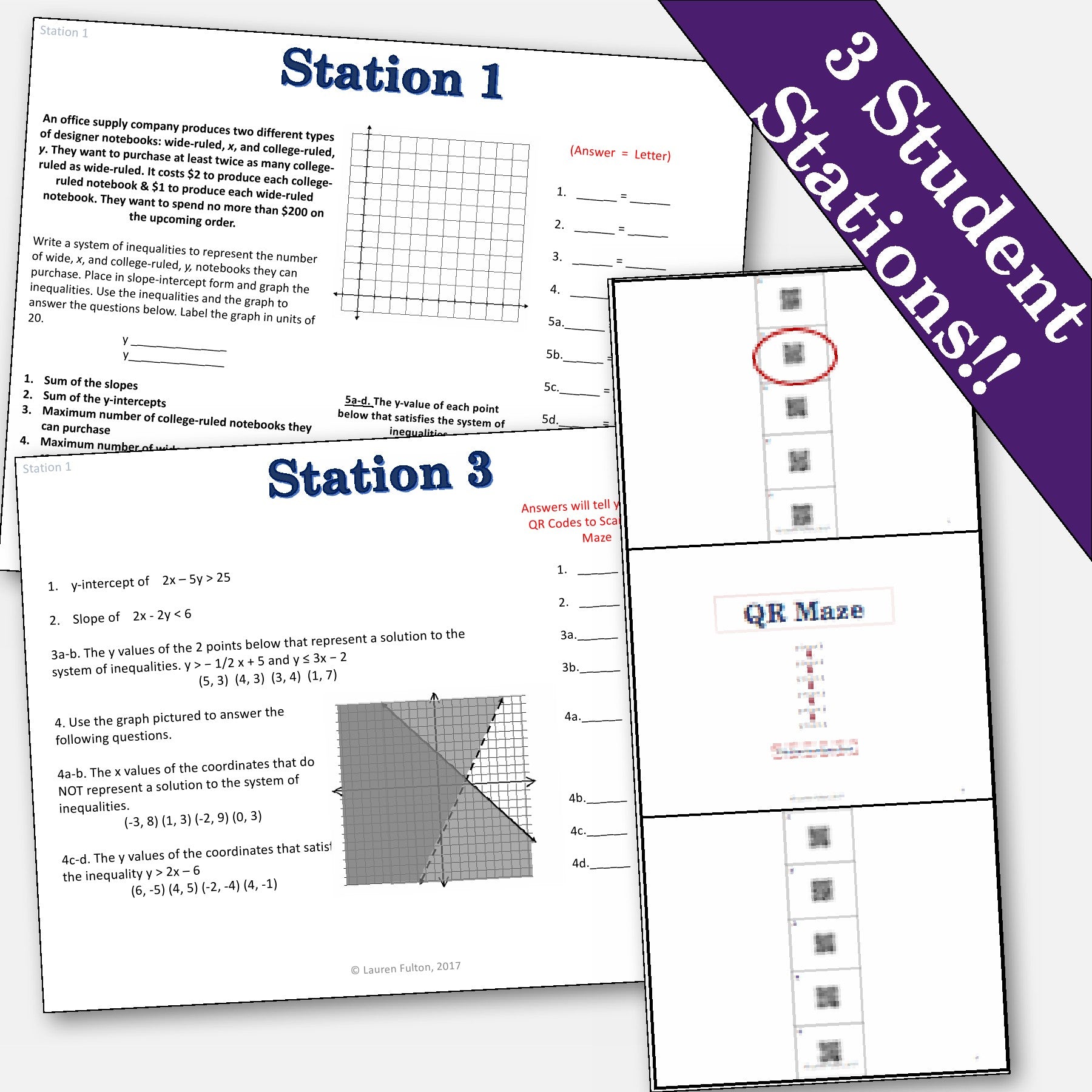 Fulton Math Pathways Systems of Inequalities Activity Escape Room – Lauren Fulton Math