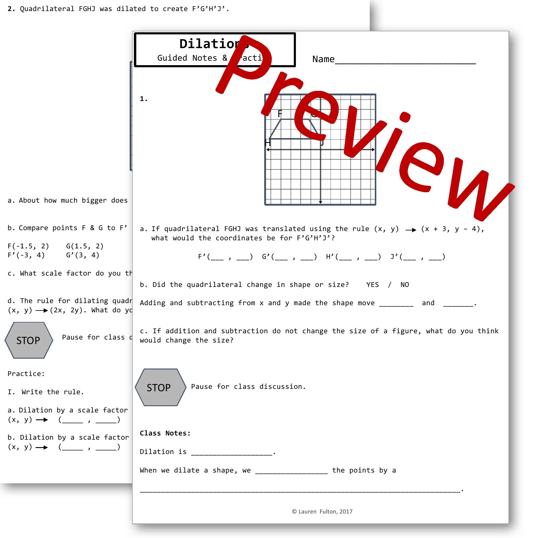 8th Grade Transformations Dilations Notes – Lauren Fulton Math