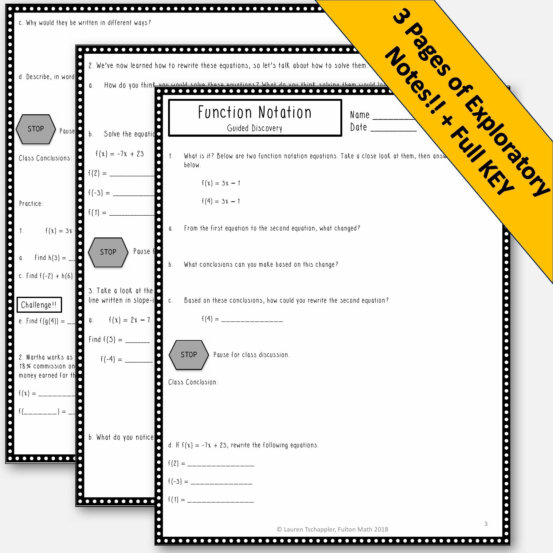 Function Notes Template Function Notation Guided Notes & Practice – Lauren Fulton Math