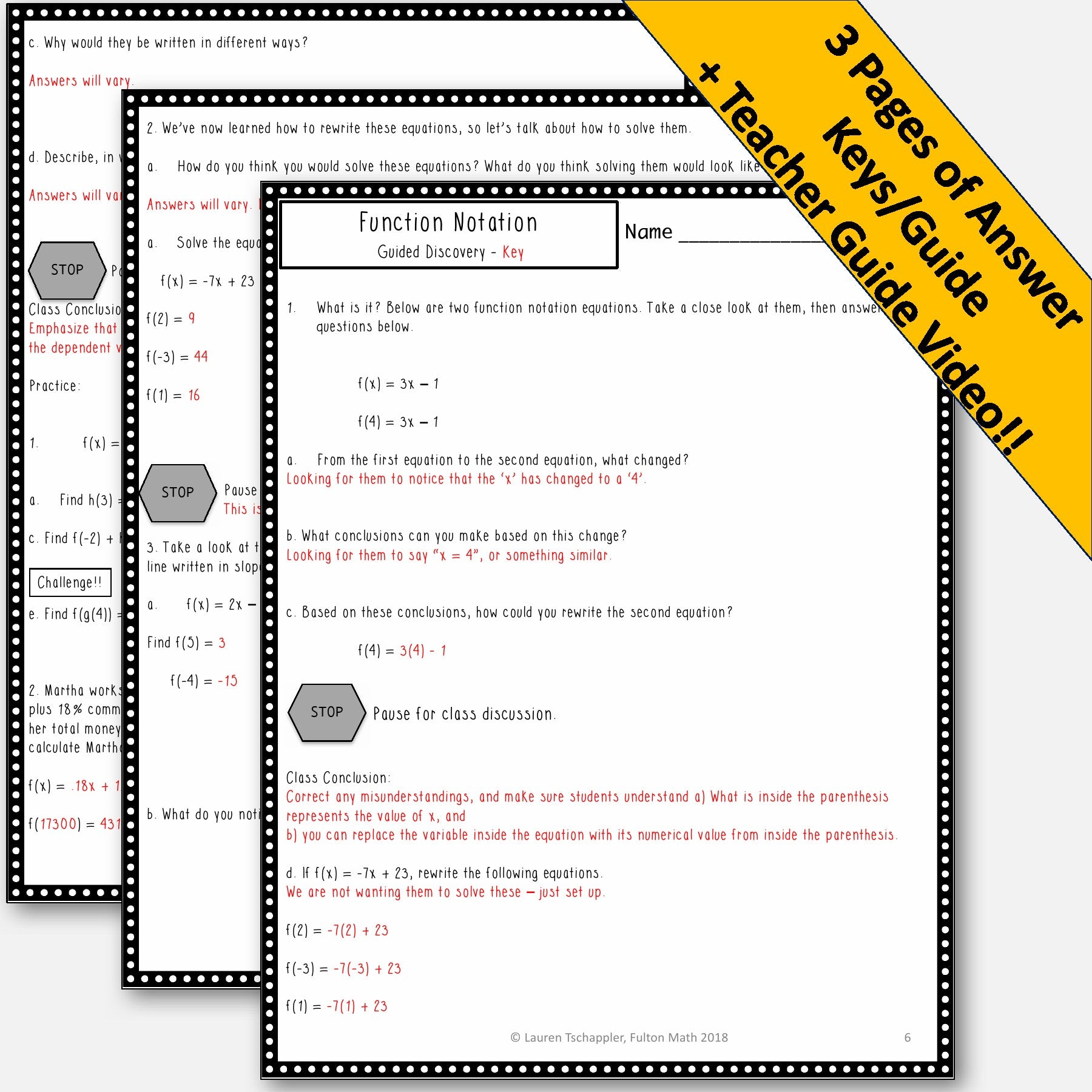 Fulton Math Pathways Function Notation Guided Notes & Practice – Lauren Fulton Math