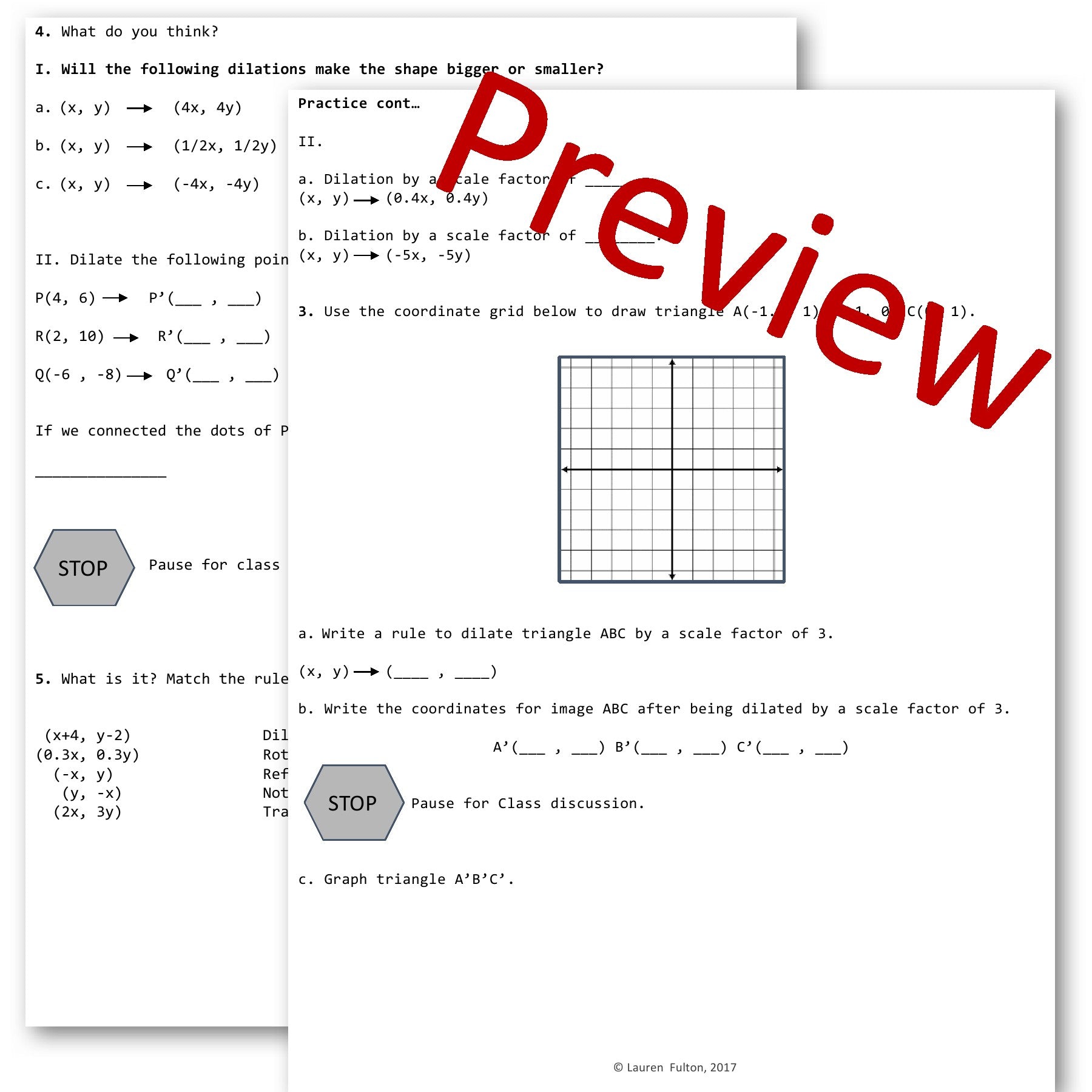 8th Grade Transformations Dilations Notes – Lauren Fulton Math