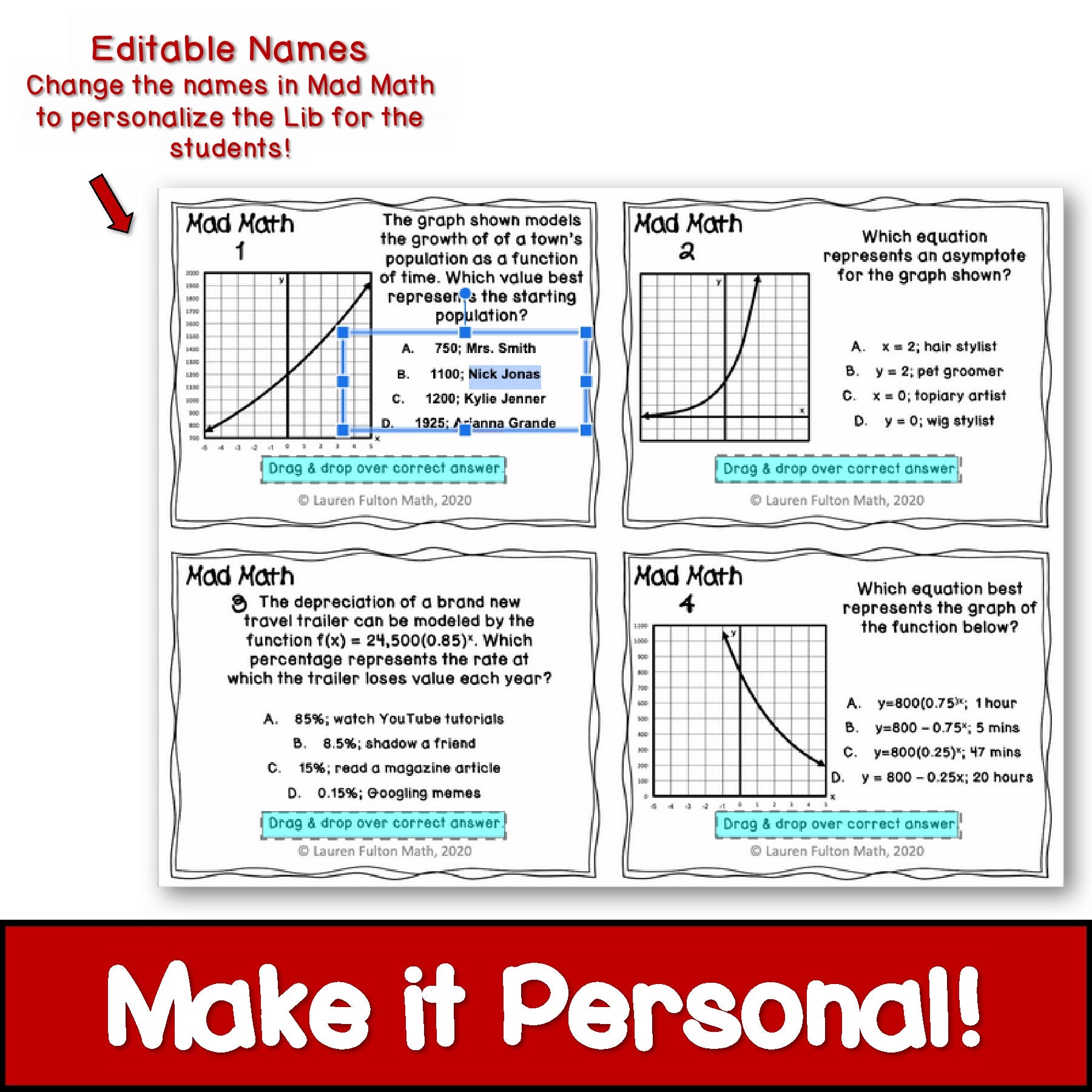 Efitiont Math Work Exponential Graphs and Functions Digital Activity – Lauren Fulton Math