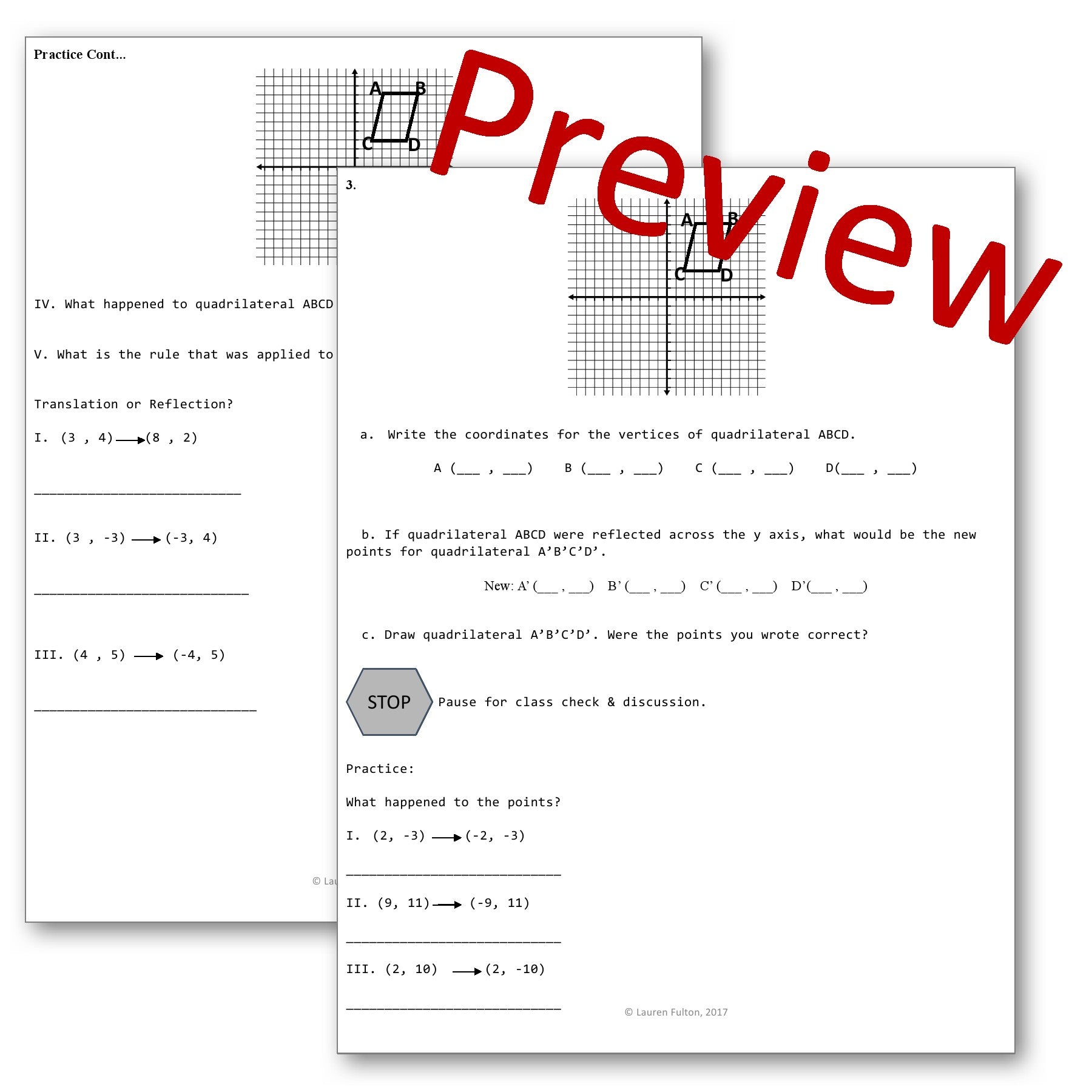 Fulton Math Pathways Reflections Guided Notes - Transformations – Lauren Fulton Math