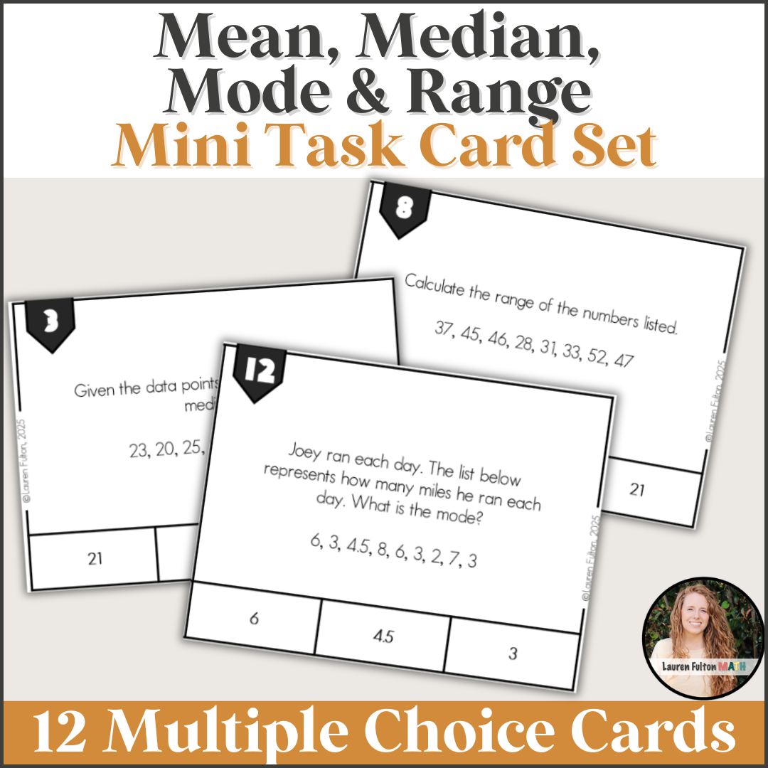 7th Grade Average Math 7th Grade Mean, Median, Mode & Range Mini Task Cards Activity and Prac ...