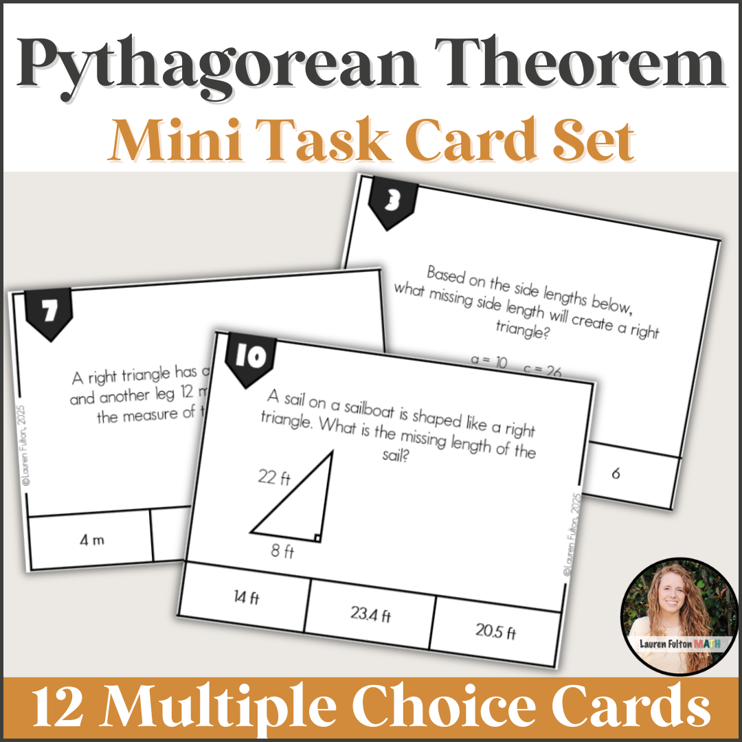 Fulton Math Pathways Pythagorean Theorem Task Cards for 8th Grade & Geometry Review – Lauren ...
