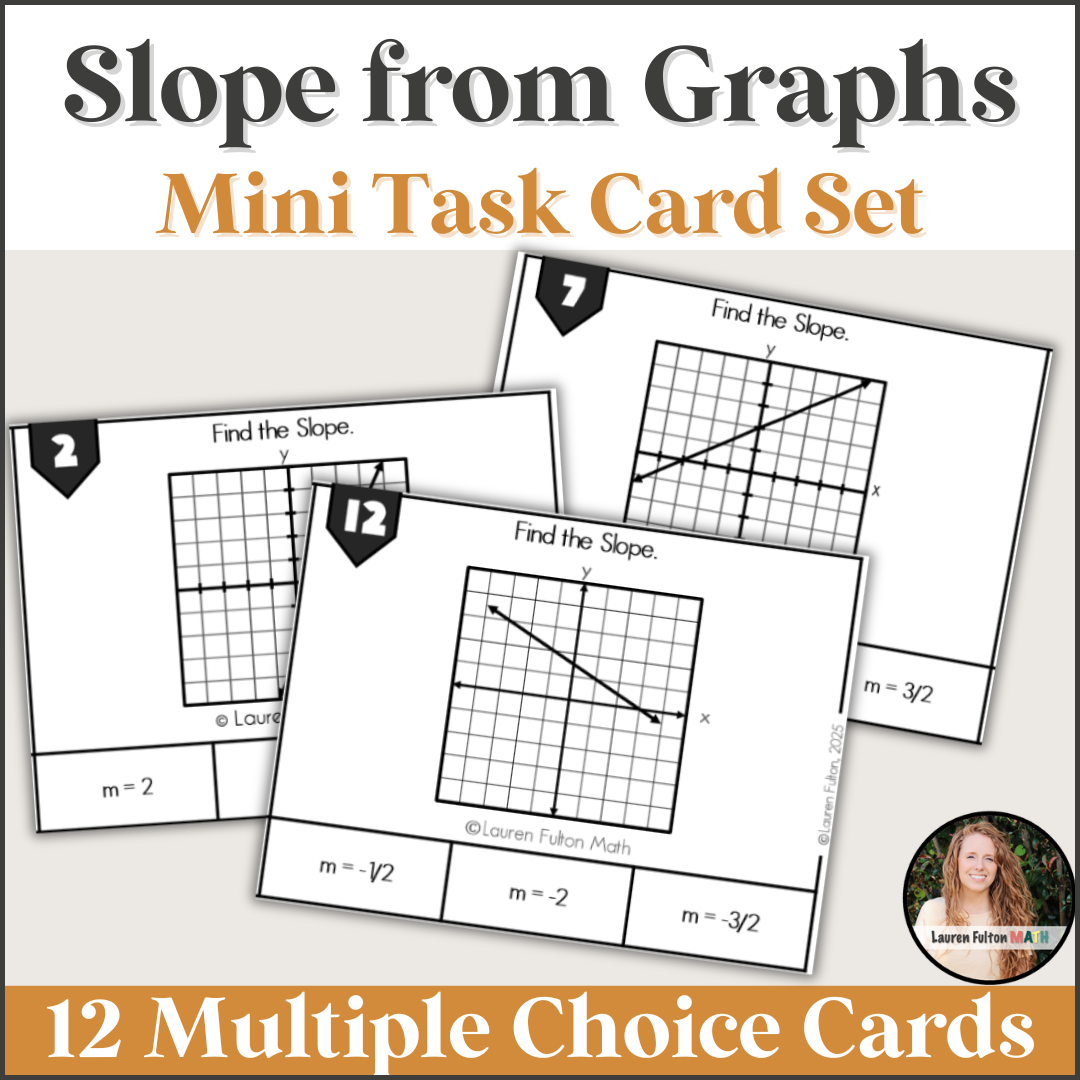 Cw Slope Paper Math Slope from Graphs Mini Task Cards Activity & Practice 8th Grade, Algeb ...