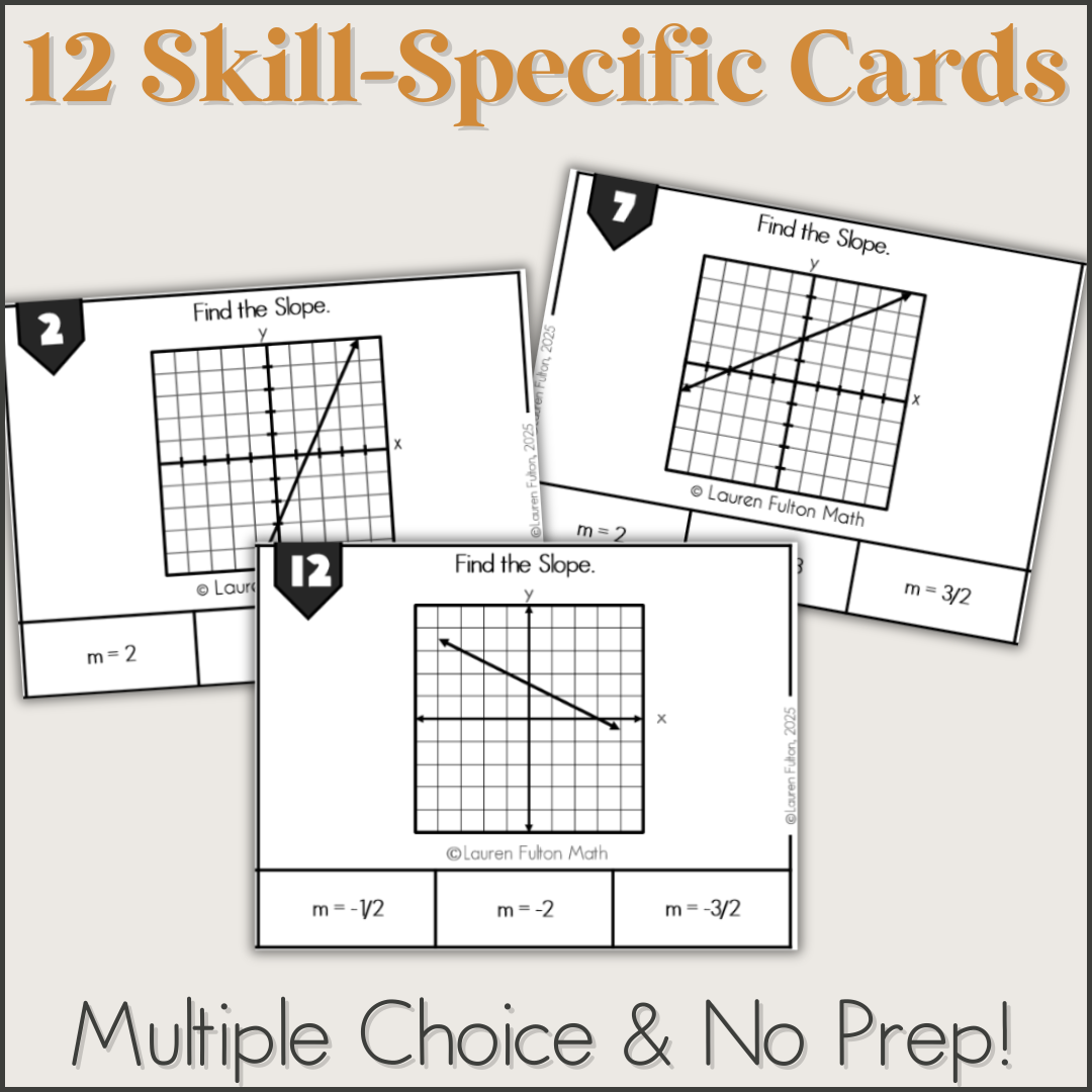 Fulton Math Pathways Slope from Graphs Mini Task Cards Activity & Practice 8th Grade, Algeb ...