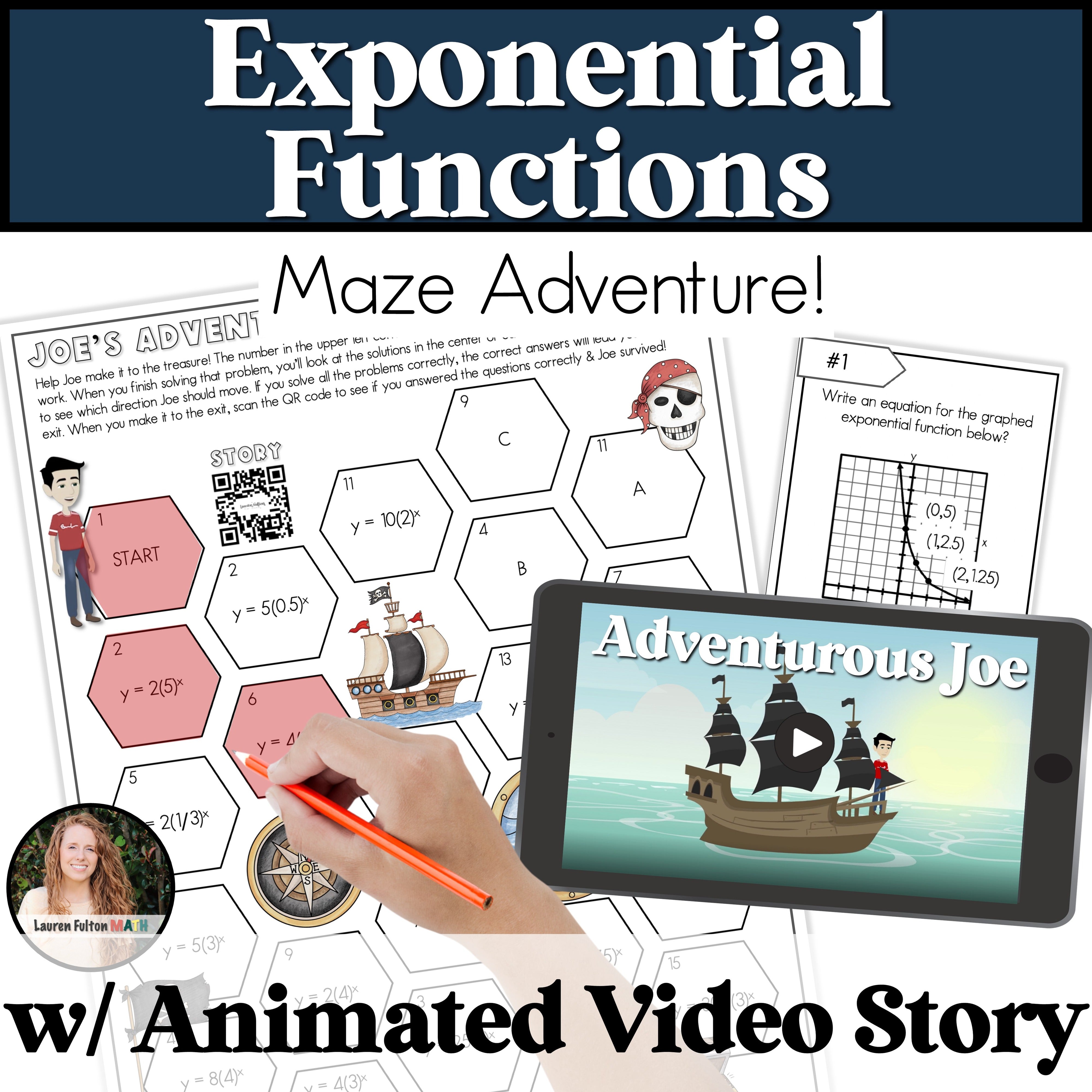 Writing and Graphing Exponential Functions Maze Activity for Algebra ...