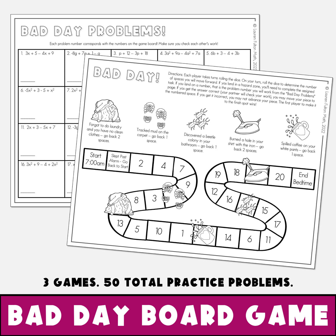 Combining Like Terms Activity | Partner Activities FREE – Lauren Fulton ...