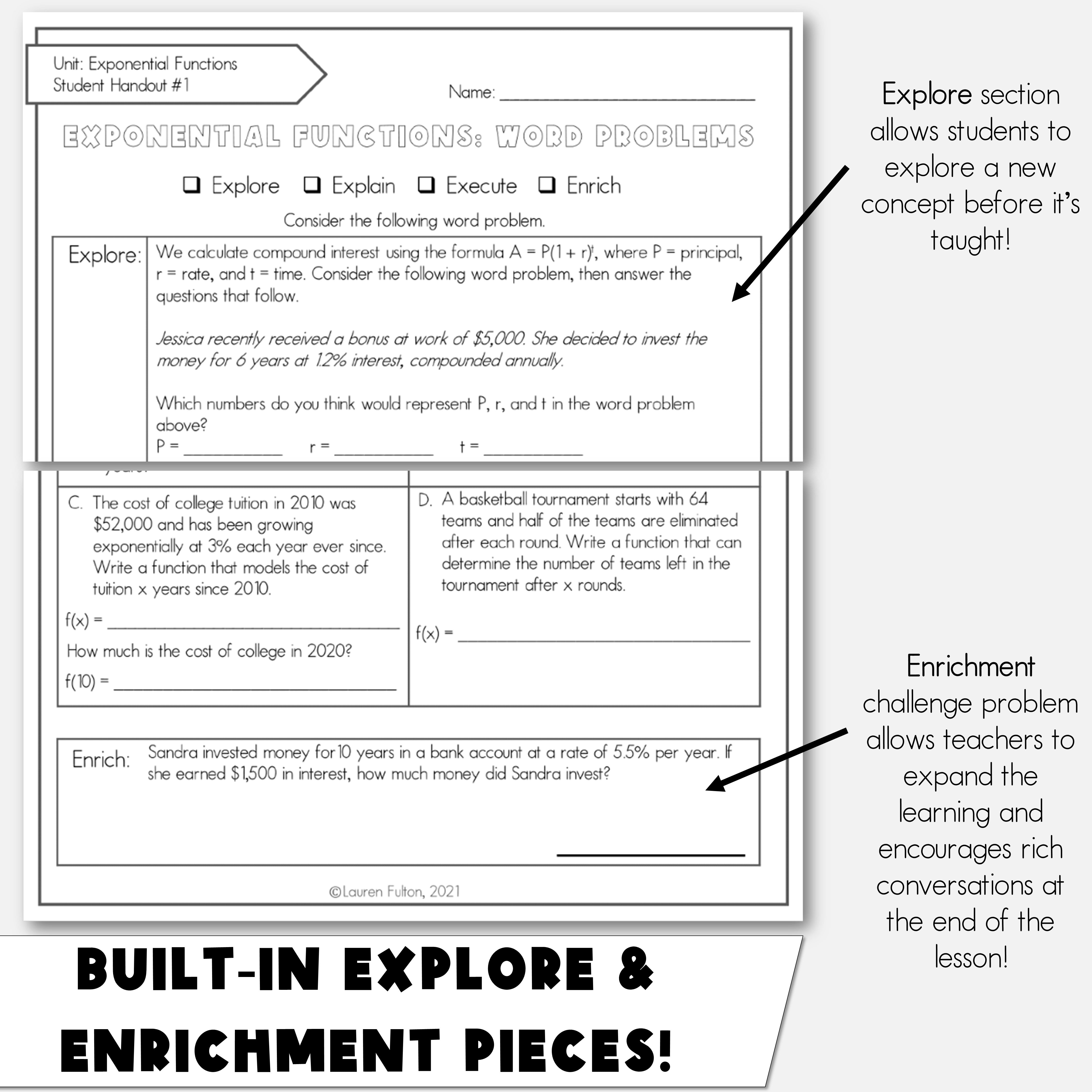 Exponential Distribution Word Problems Exponential Functions Word Problems - Writing Exponential Equations No ...