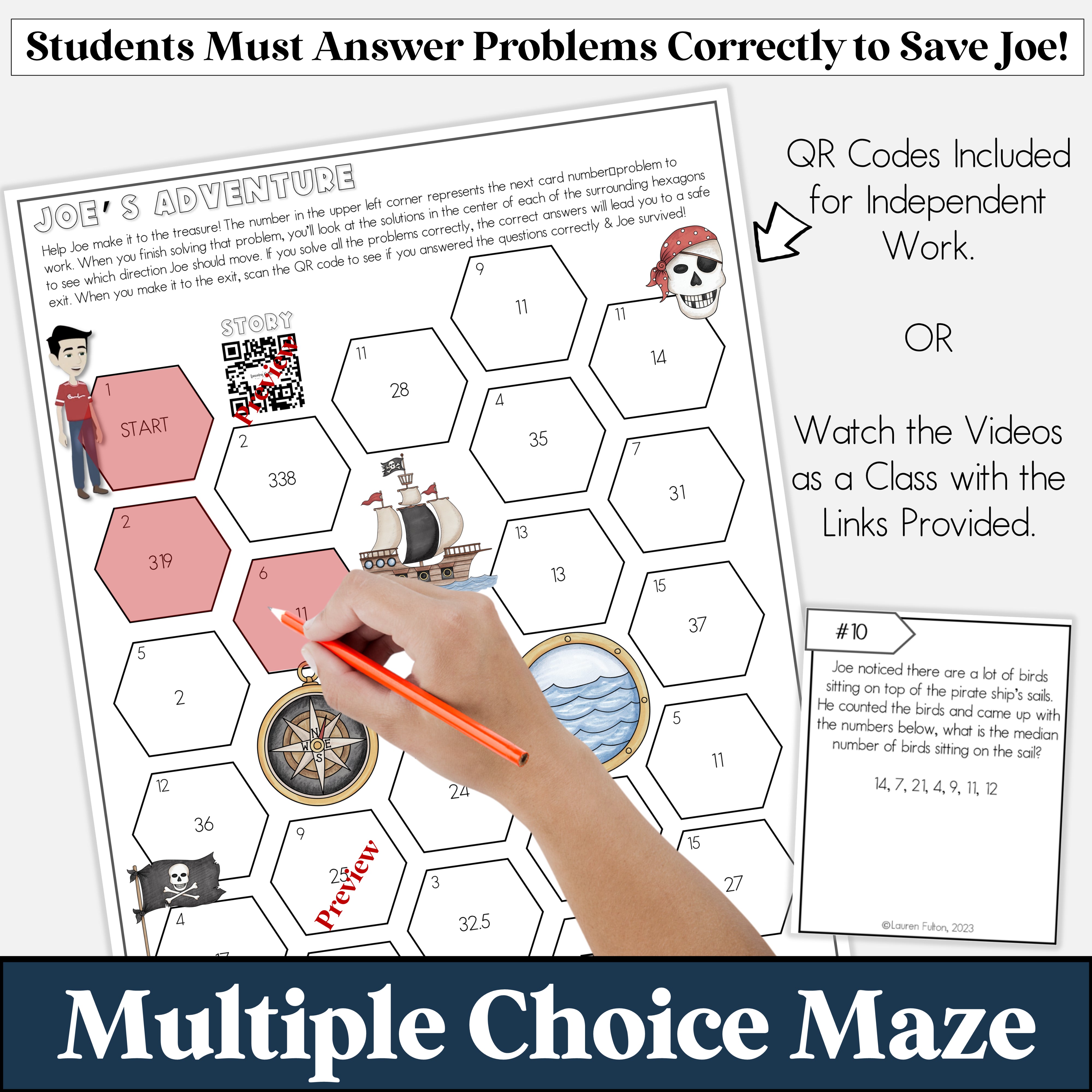 Joe Math Class Finding Mean Median Mode and Range Activity | Adventurous Joe โ Lauren ...