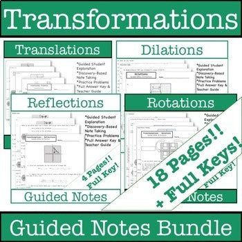 Transformations Translations, Rotations, Reflections, Dilations Notes ...