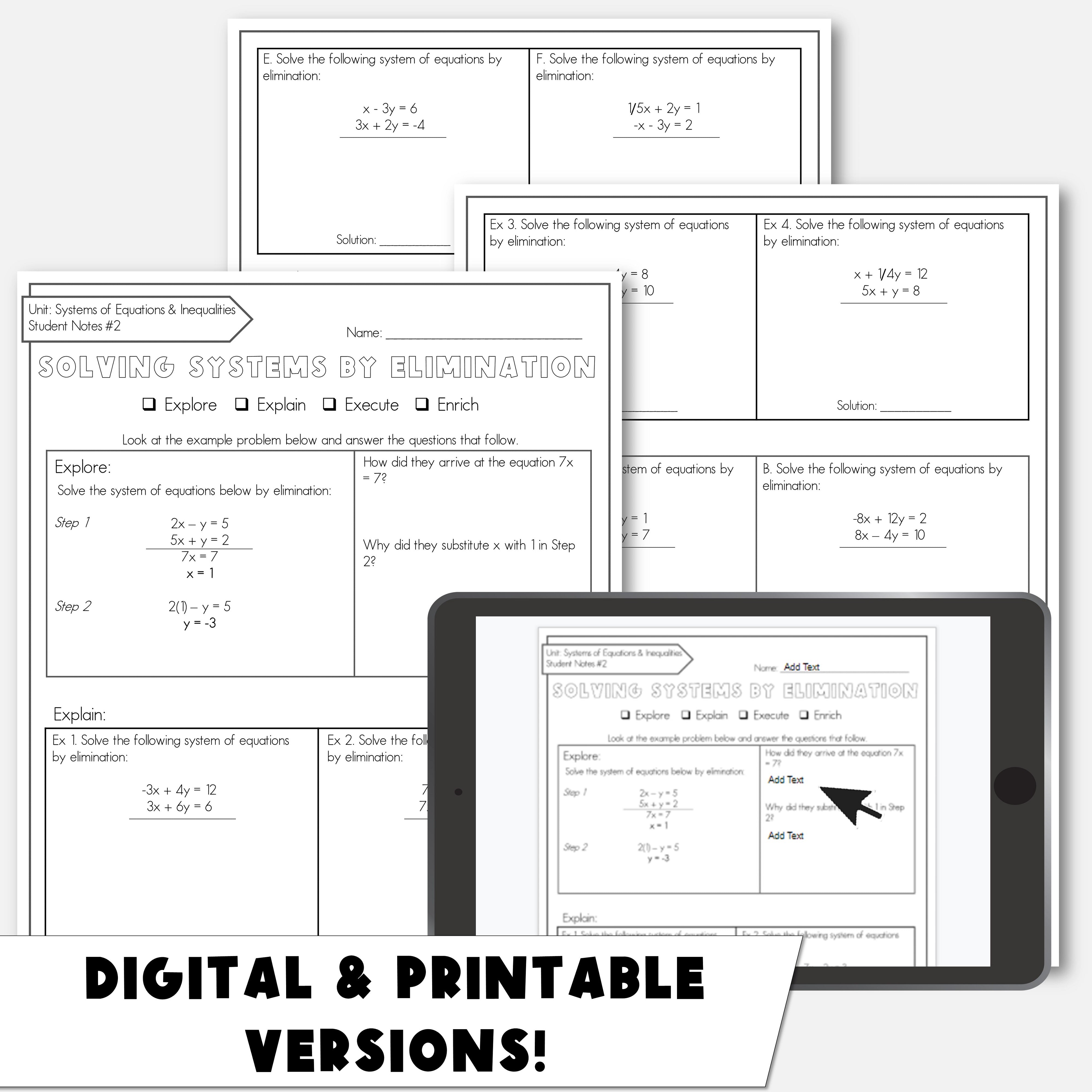 Fulton Math Pathways Solving Systems of Equations by Elimination Notes – Lauren Fulton Math