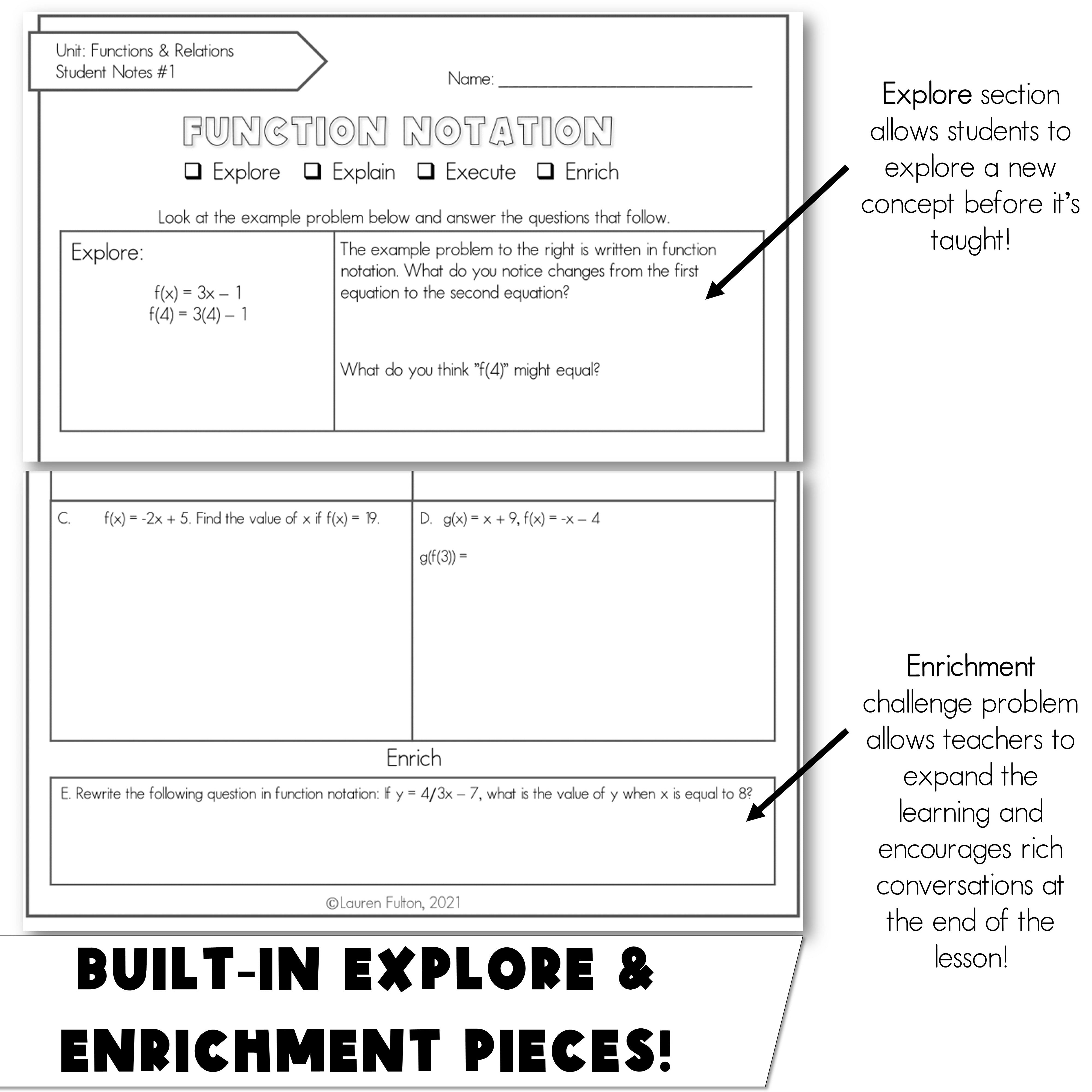 Function Notes Template Function Notation Notes and Practice – Lauren Fulton Math