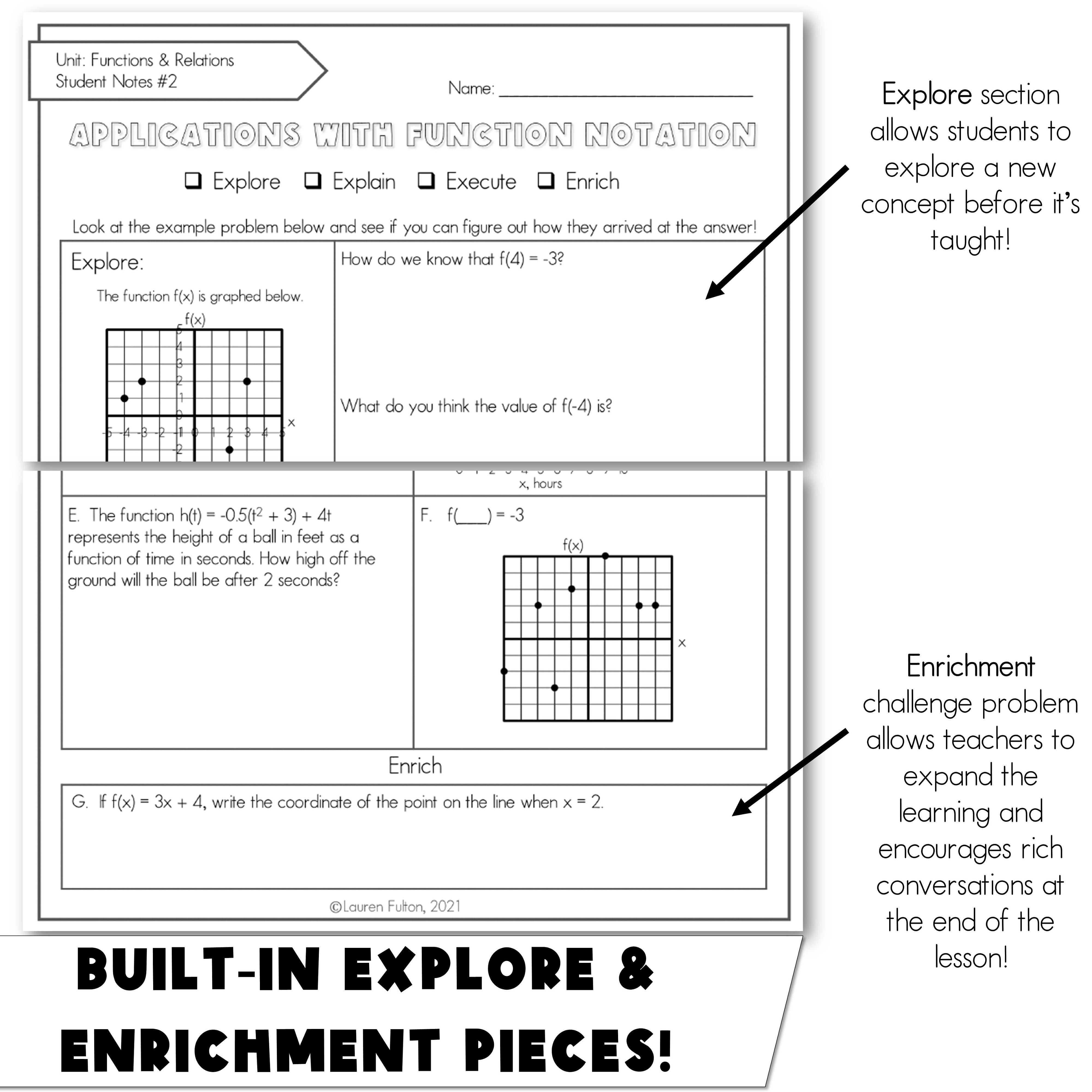 Function Notation Word Problems and Real World Applications Lauren