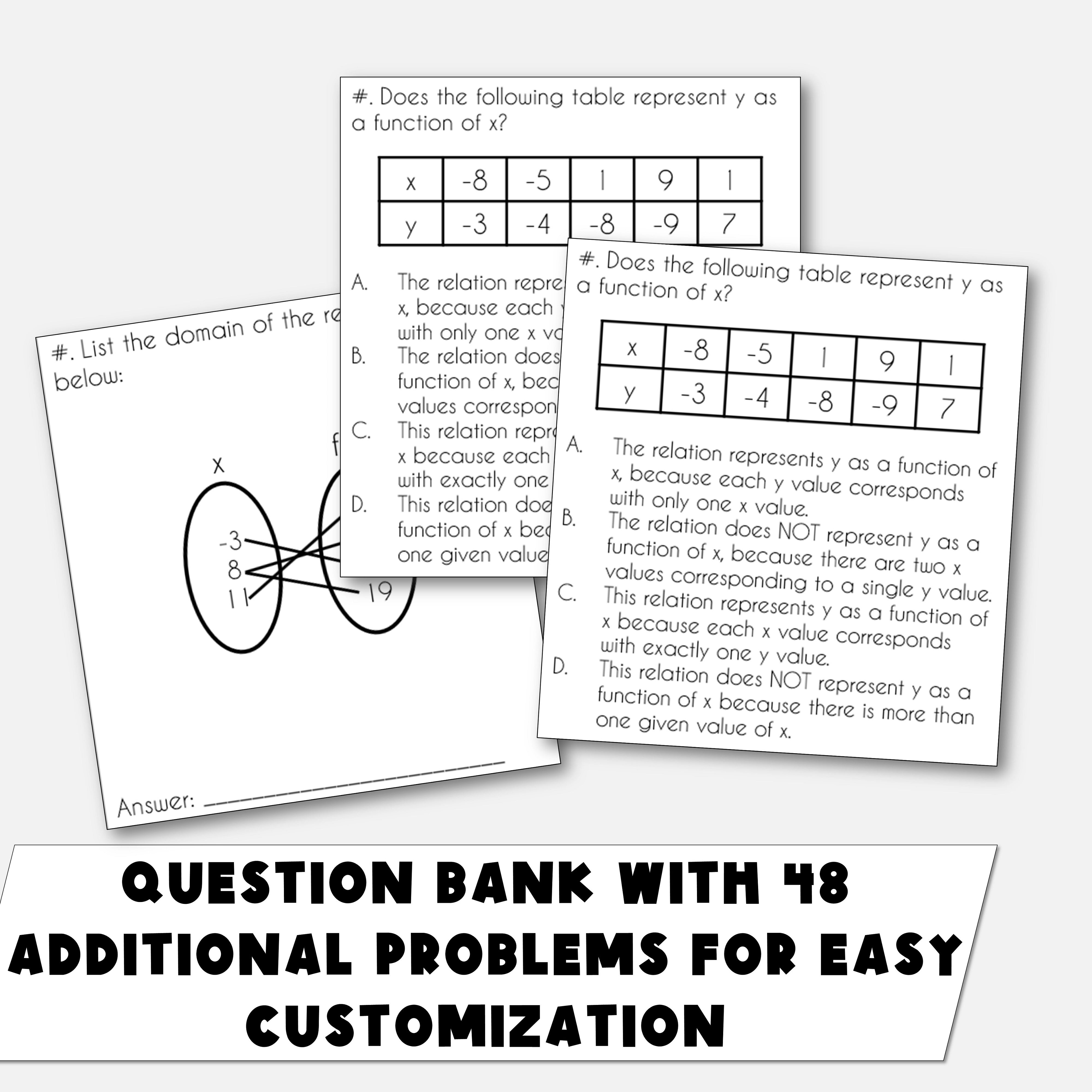 Fulton Math Pathways Unit 3 Algebra Curriculum | Assessments and Question Bank for Function ...
