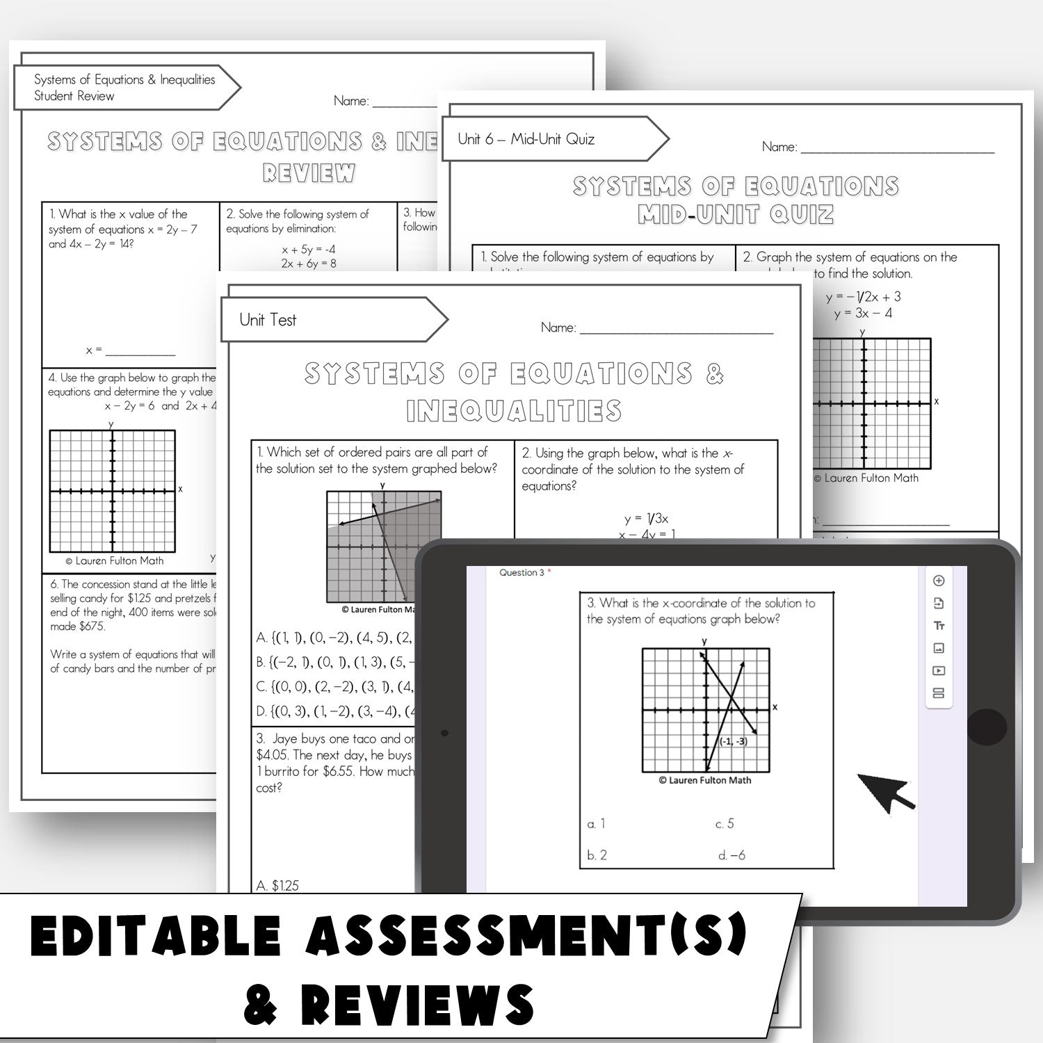 Fulton Math Pathways Systems of Equations and Inequalities Unit | Algebra 1 Curriculum Bund ...
