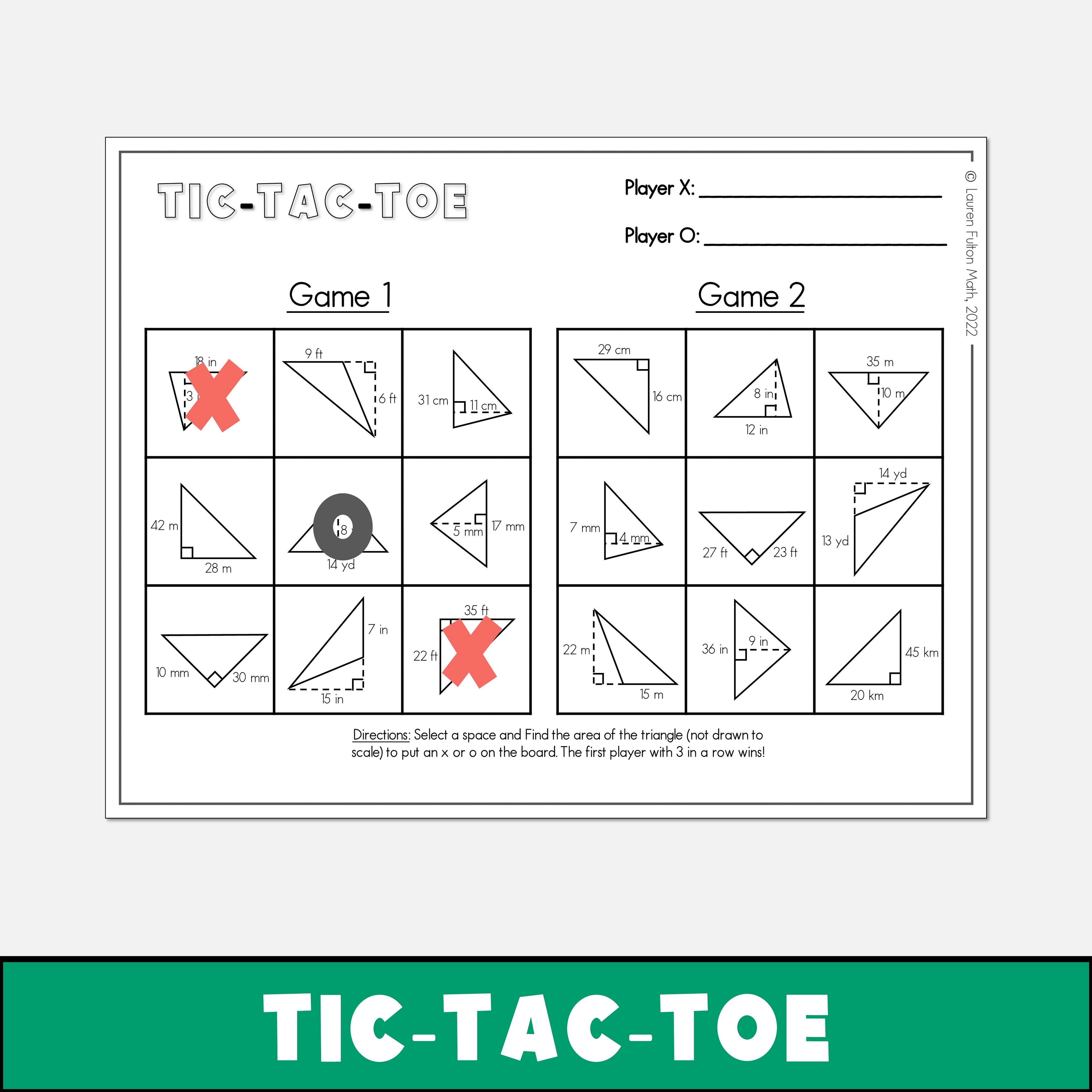 Finding Area of Triangles Partner Activity 6th 7th Grade – Lauren ...